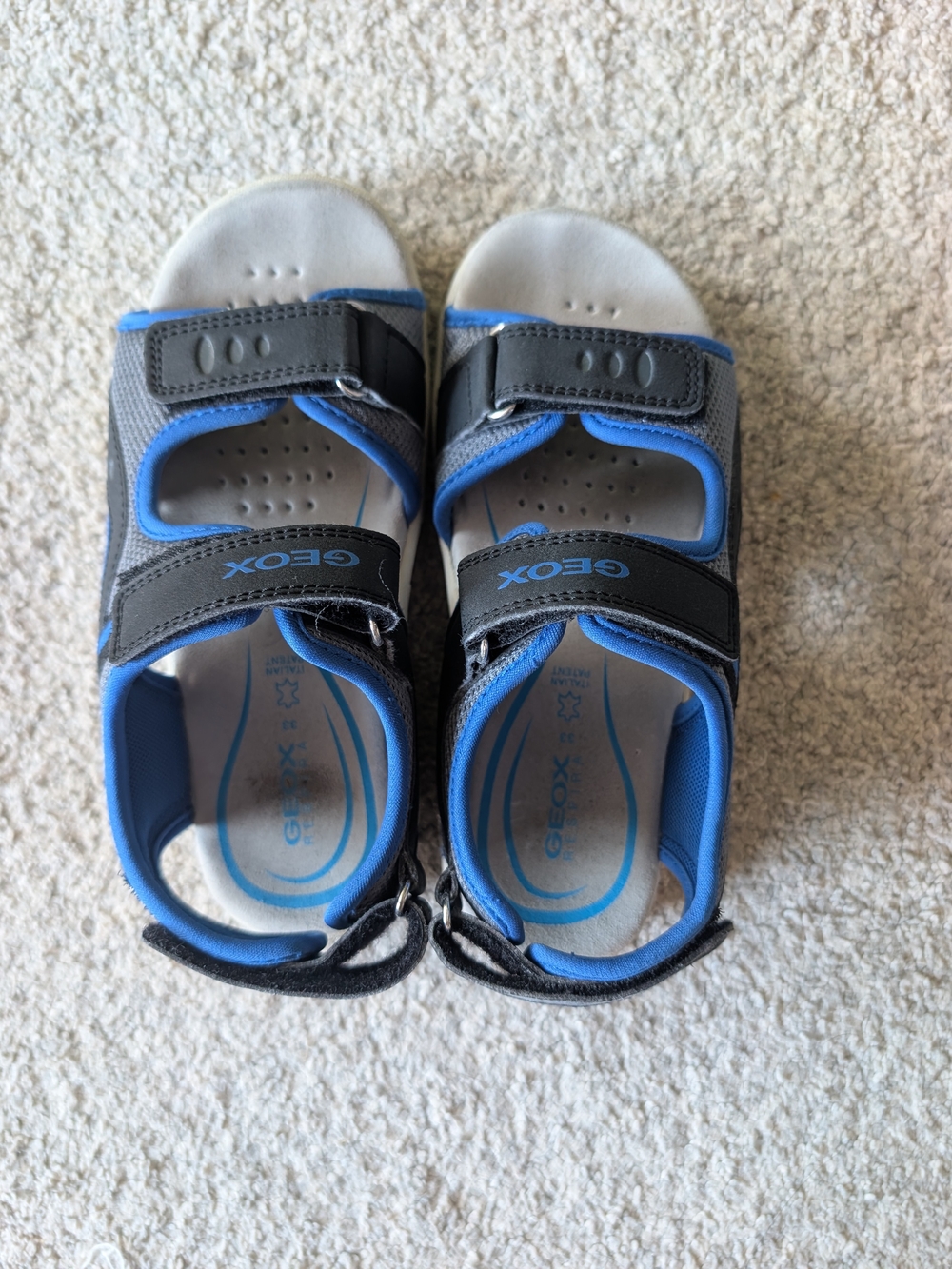Geox Boys Blue and Gray Velcro Sport Sandals